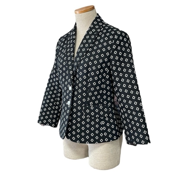 Vince Camuto Blazer Women's 6P 6 Petite Black White Jacket Collared - Picture 3 of 14
